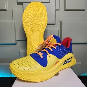 Under Armour Curry 4 Low Flotro Mens 11.5 Blue Yellow Basketball Shoes New